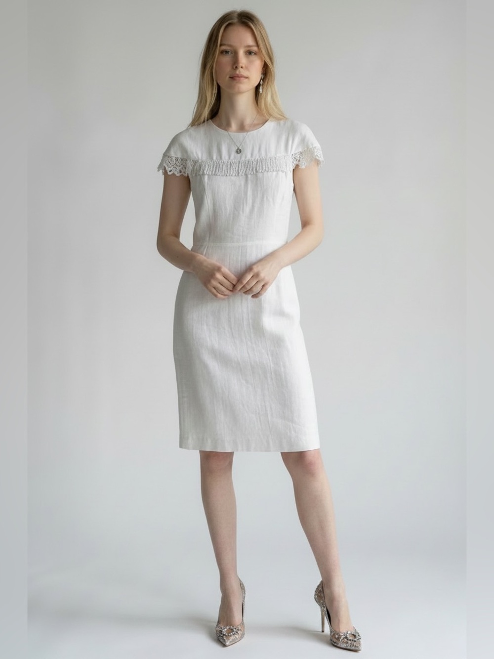 Vintage White Beaded Fringe Cocktail Dress | Elegant Party Occasion Dress